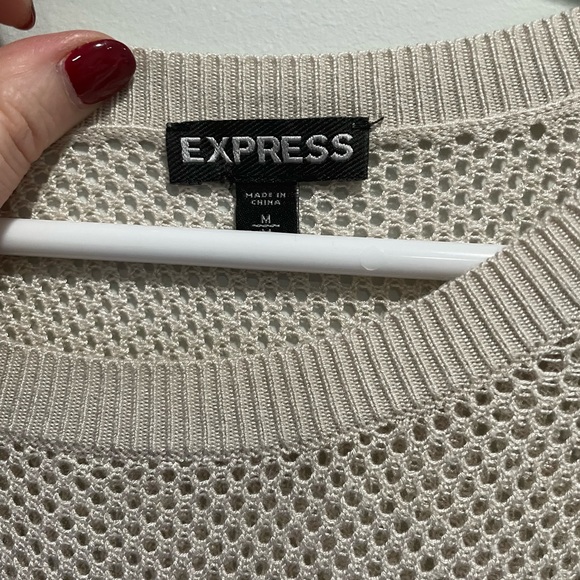 {Express} Offwhite sheer bling Sweater - M - Picture 3 of 4